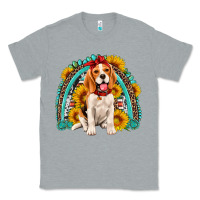 Heather Grey beagle turquoise and sunflowers rainbow Classic Tee - Artiststas