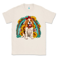 Natural beagle turquoise and sunflowers rainbow Classic Tee - Artiststas