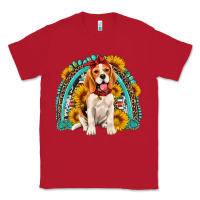 Red beagle turquoise and sunflowers rainbow Classic Tee - Artiststas