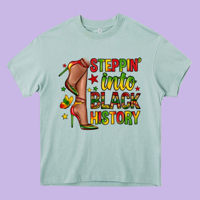 Steppin Into Black History Heavy Core Tee Designed By Zillion Design Studio