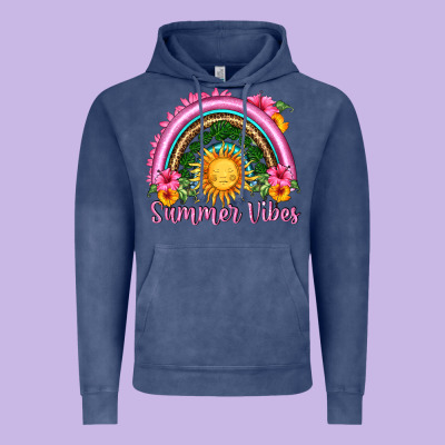 Summer Vibes  Rainbow Vintage Hoodie Designed By Hra Design Shop