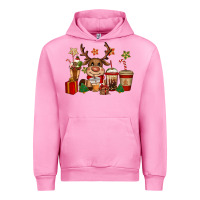 Fuchsia Pink reindeer coffe cups christmas Urban Hoodie - CowGirlArtShop
