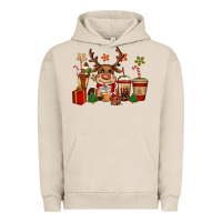 Pigment French Oak reindeer coffe cups christmas Urban Hoodie - CowGirlArtShop