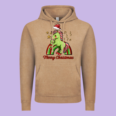 Merry Christmas Unicorn Vintage Hoodie Designed By Fadigitalartstudio