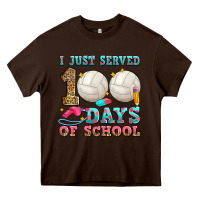 Chocolate Brown i just served 100 days of school volleyball Heavy Core Tee - Zillion Design Studio