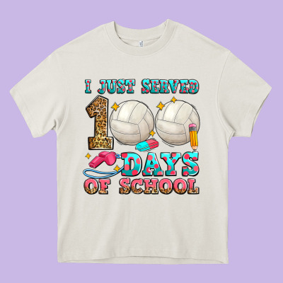 I Just Served 100 Days Of School Volleyball Heavy Core Tee Designed By Zillion Design Studio