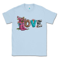 Dusty Blue valentines day love and boots Classic Tee - AdoDesignShop