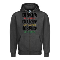 Charcoal Heather dream like martin believe like thurgood inspire li Zipper Hoodie - MaliasSmallBusiness