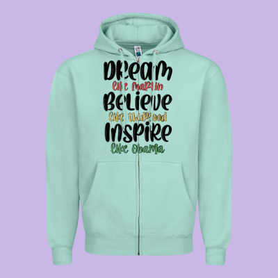 Dream Like Martin Believe Like Thurgood Inspire Li Zipper Hoodie Designed By Maliassmallbusiness