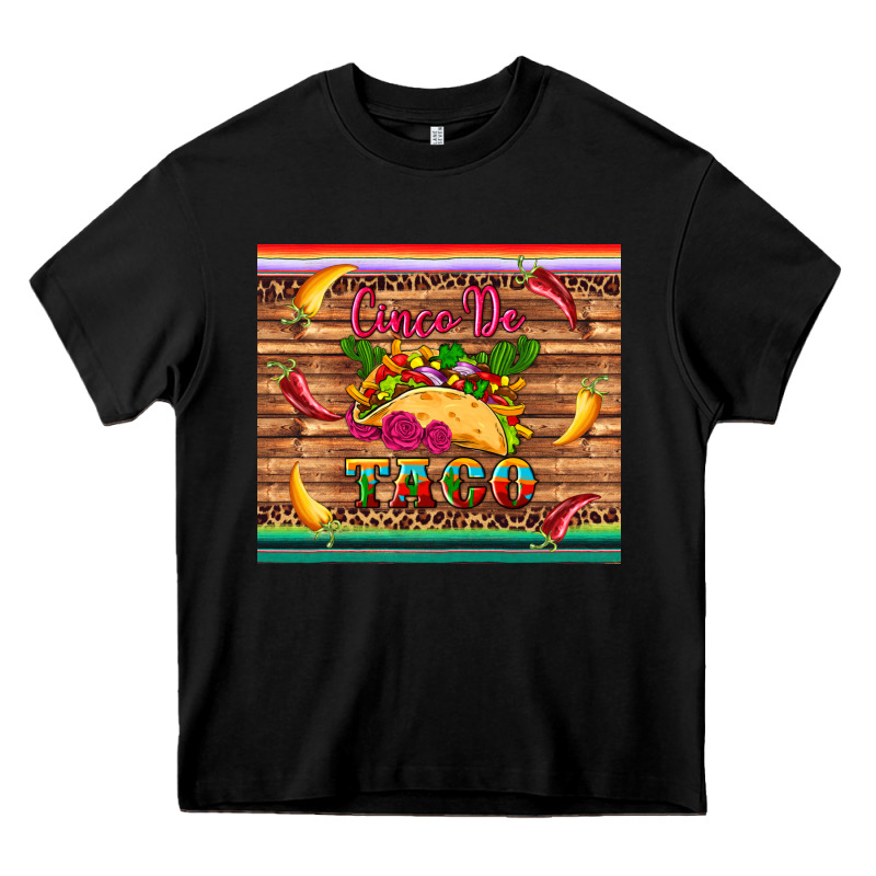 Cinco De Taco Paper Serape Leopard Wooden Heavy Core Tee by Artiststas | Teevron