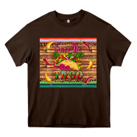 Chocolate Brown cinco de taco paper serape leopard wooden Heavy Core Tee - Artiststas