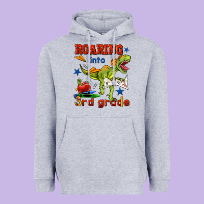 Roaring Into 3rd Grade Heavyweight Hoodie Designed By Bundleandbundleshop