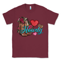 Burgundy valentines day howdy and boots Classic Tee - AdoDesignShop