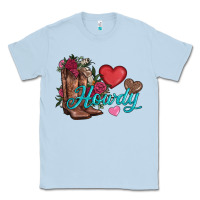 Dusty Blue valentines day howdy and boots Classic Tee - AdoDesignShop