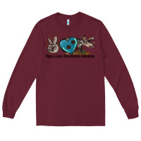 Burgundy peace love triceratops horridus Long Sleeve Tee - LillyAllenDesigns