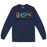 Navy peace love triceratops horridus Long Sleeve Tee - LillyAllenDesigns