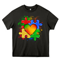 Asphalt autism puzzle pieces heart Heavy Core Tee - Zillion Design Studio
