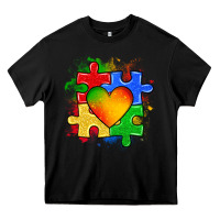 Black autism puzzle pieces heart Heavy Core Tee - Zillion Design Studio