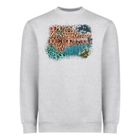 Leopard Wood Cowhide Pattern Mixed Western Frame Heavyweight Sweatshirt | Teevron