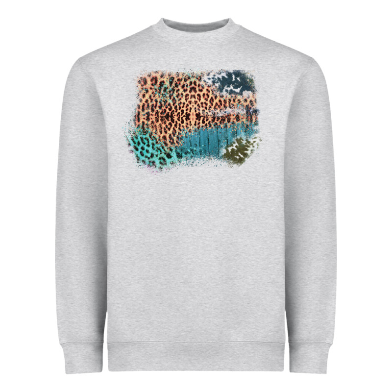 Leopard Wood Cowhide Pattern Mixed Western Frame Heavyweight Sweatshirt by Bettercallsaul | Teevron