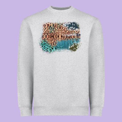 Leopard Wood Cowhide Pattern Mixed Western Frame Heavyweight Sweatshirt Designed By Bettercallsaul