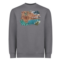 Storm Leopard Wood Cowhide Pattern Mixed Western Frame Heavyweight Sweatshirt - Bettercallsaul