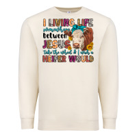 Sandshell i living life somewhere between jesus take the whe Premium Sweatshirt - LillyAllenDesigns