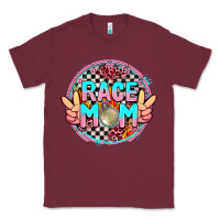 Burgundy race mom with leopard and peace hand Classic Tee - AdoDesignShop