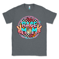 Charcoal Heather race mom with leopard and peace hand Classic Tee - AdoDesignShop