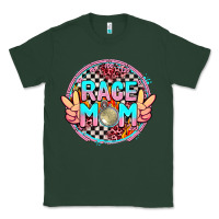 Sports Green race mom with leopard and peace hand Classic Tee - AdoDesignShop