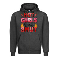 Charcoal Heather hot girls read smut Zipper Hoodie - MaliasSmallBusiness