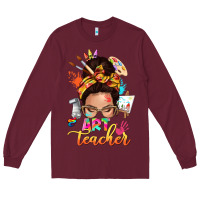 Burgundy art teacher messy bun Long Sleeve Tee - NancyCooperArtShop