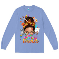 Colony Blue art teacher messy bun Long Sleeve Tee - NancyCooperArtShop