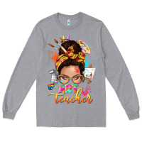 Heather Grey art teacher messy bun Long Sleeve Tee - NancyCooperArtShop
