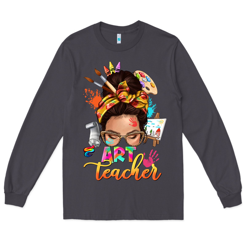Art Teacher Messy Bun Long Sleeve Tee by NancyCooperArtShop | Teevron