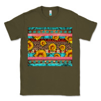 Army Green western sunflowers turquoise Classic Tee - Artiststas