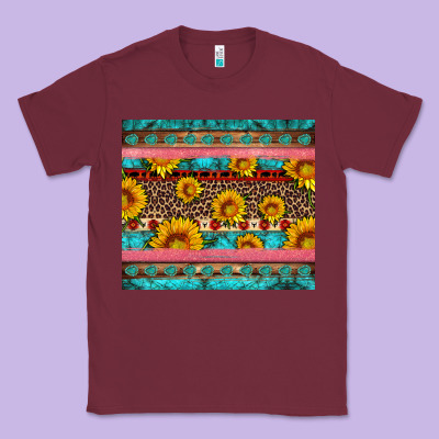 Western Sunflowers Turquoise Classic Tee Designed By Artiststas