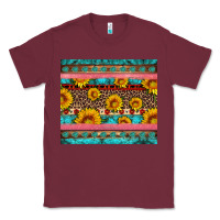 Burgundy western sunflowers turquoise Classic Tee - Artiststas