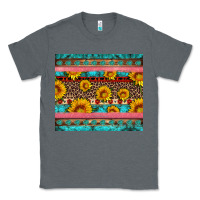 Charcoal Heather western sunflowers turquoise Classic Tee - Artiststas