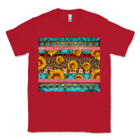 Red western sunflowers turquoise Classic Tee - Artiststas