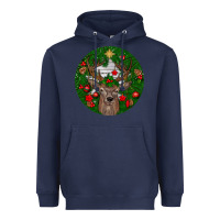 Navy deer christmas Heavyweight Hoodie - BundleAndBundleShop