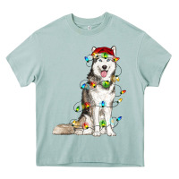Arona Husky Christmas Lights Heavy Core Tee - RanaPortraitStore