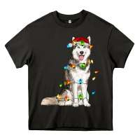 Asphalt Husky Christmas Lights Heavy Core Tee - RanaPortraitStore