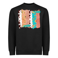 Black Western Cowhide Sunflower Jute Glitter Farm Life Brush Stroke Heavyweight Sweatshirt - Bettercallsaul