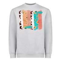 Heather Grey Western Cowhide Sunflower Jute Glitter Farm Life Brush Stroke Heavyweight Sweatshirt - Bettercallsaul