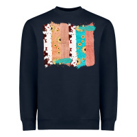 Navy Western Cowhide Sunflower Jute Glitter Farm Life Brush Stroke Heavyweight Sweatshirt - Bettercallsaul