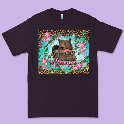 Premium Tee Mama bear haunting fish floral