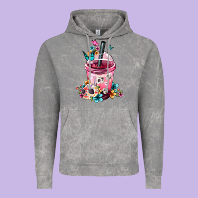 Mexican Day Of The Dead Skulls Coffee Cup Vintage Hoodie Designed By Fadigitalartstudio