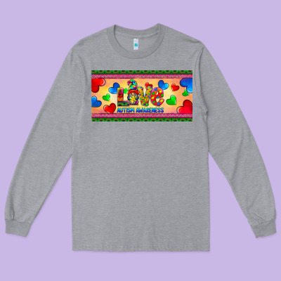 Love Autism Awareness License Plate Template Long Sleeve Tee Designed By Barkaloodesign