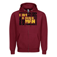 Burgundy i am a black man Zipper Hoodie - MaliasSmallBusiness